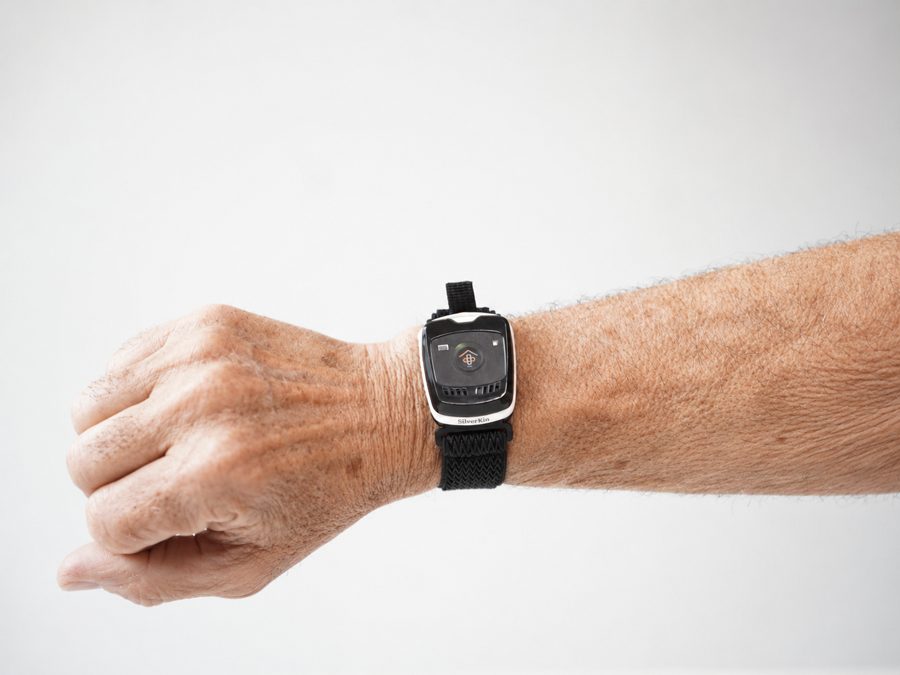 The SilverKin band on an older adult’s wrist